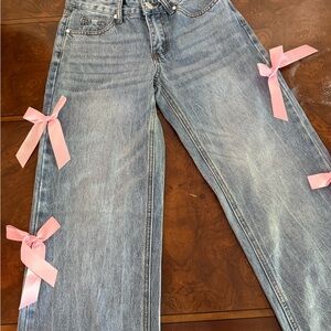 Stylish Blue Jeans with Pink Accents